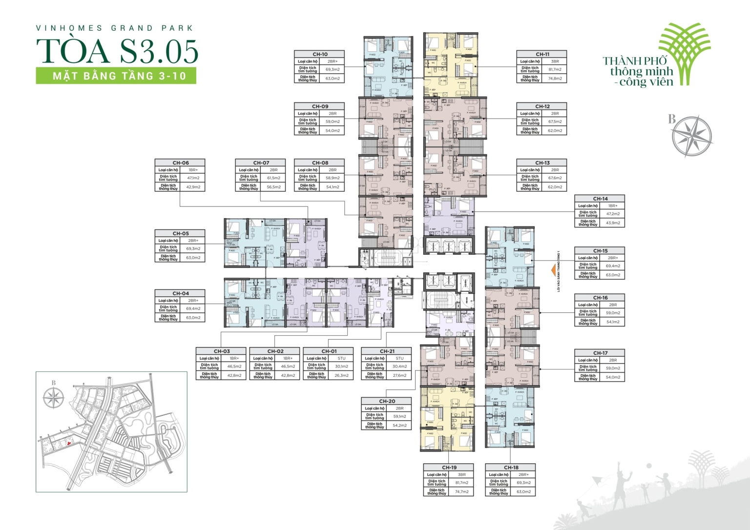 Mặt bằng tầng 3-10 toà S3.02 - The Rainbow