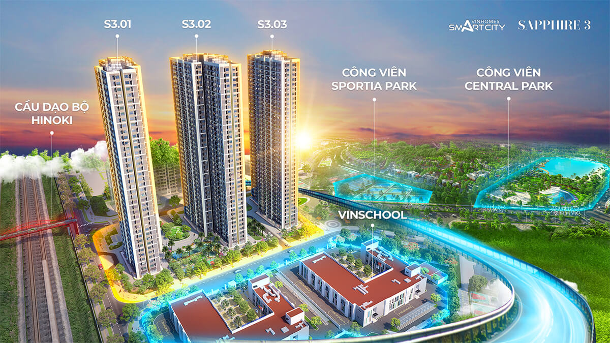 Phối cảnh tòa S3.01 The Sapphire 3 Vinhomes Smart City