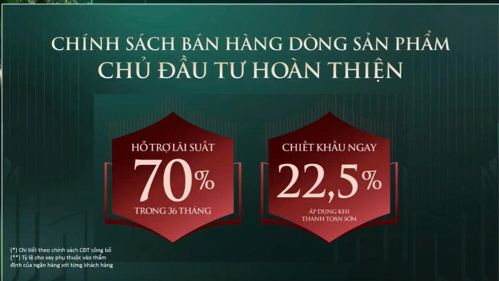 Chính sách bán hàng dòng sản phẩm chủ đầu tư hoàn thiện.
