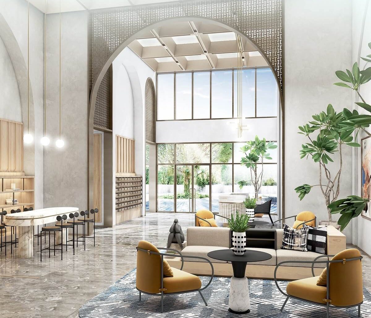 Phối cảnh sảnh đón cư dân Lumiere Boulevard quận 9