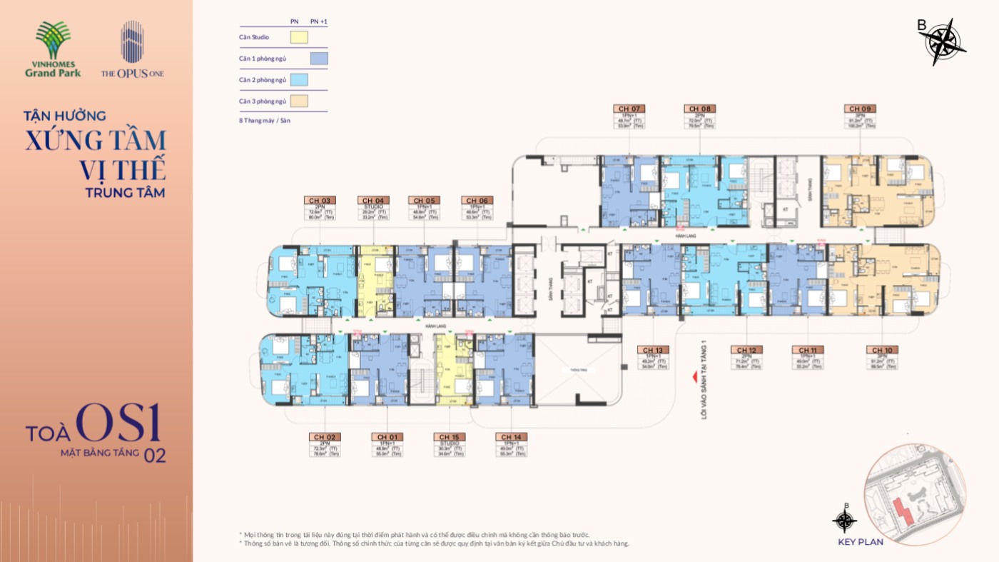 Mặt bằng tầng 2 tại tòa OS1