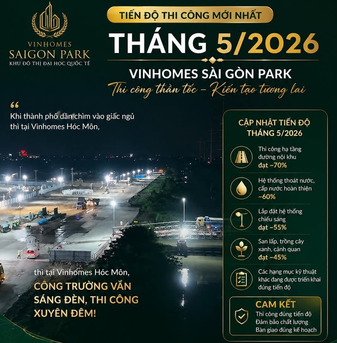 Toàn cảnh tiến độ xây dựng dự án Vinhomes Sài Gòn Park mới nhất