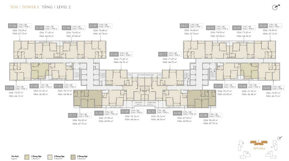 Mặt bằng tầng điển hình tòa E Masteri Centre Point