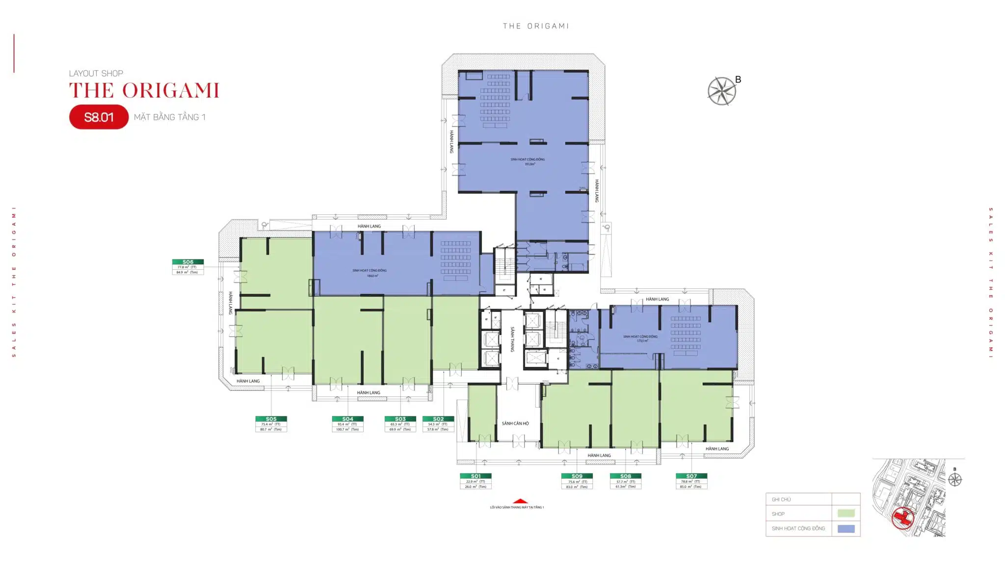 Mặt bằng tầng 1 toà S7.01 - The Origami