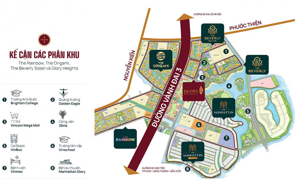 Vị trí phân khu Glory Heights trong đại đô thị Vinhomes Grand Park